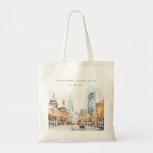 Indianapolis, Indiana Aquarel Landschap Bruiloft Tote Bag
