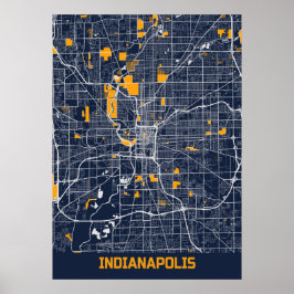 Indianapolis - Indiana Bluefresh City Map Poster