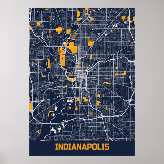 Indianapolis - Indiana Bluefresh City Map Poster (Voorkant)