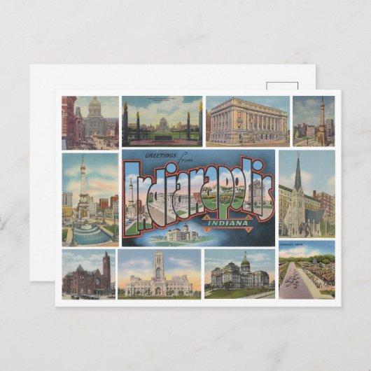  Indianapolis, Indiana Briefkaart Collage (Voorkant / Achterkant)