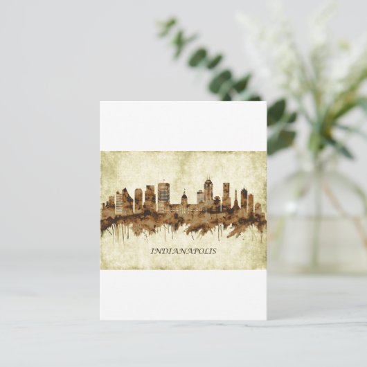 Indianapolis Indiana Cityscape Feestdagenkaart (Staand voorkant)