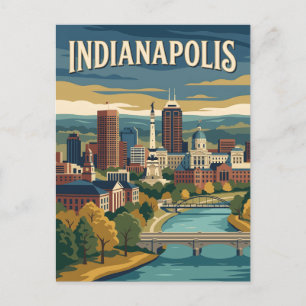 Indianapolis Indiana Downtown Silhouette Vintage K Briefkaart