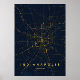 Indianapolis Indiana gestileerde kaartprint Poster