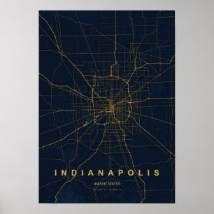 Indianapolis Indiana gestileerde kaartprint Poster