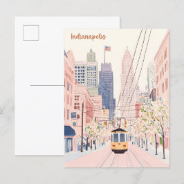 Indianapolis Indiana Gouache Illustratie Reizen Briefkaart