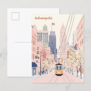 Indianapolis Indiana Gouache Illustratie Reizen Briefkaart