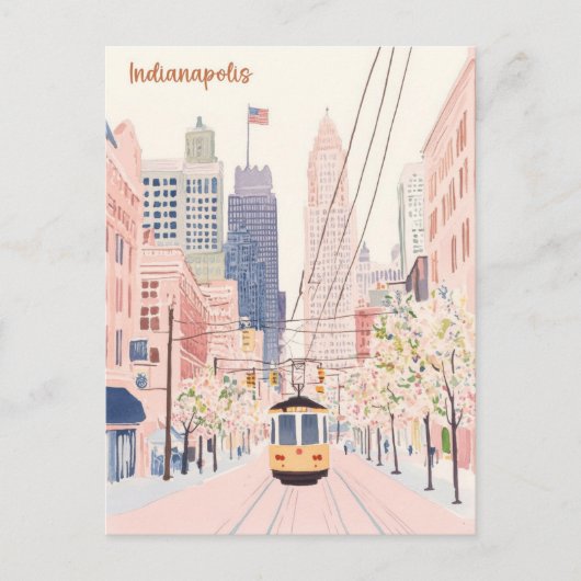Indianapolis Indiana Gouache Illustratie Reizen Briefkaart (Voorkant)