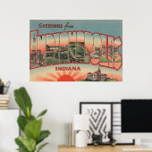 Indianapolis, Indiana - grote lettertjes 2 Poster (Thuiskantoor)