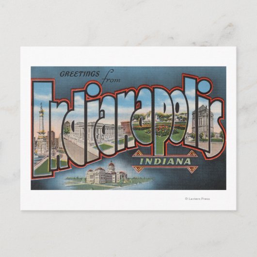 Indianapolis, Indiana - grote lettertjes 3 Briefkaart (Voorkant)