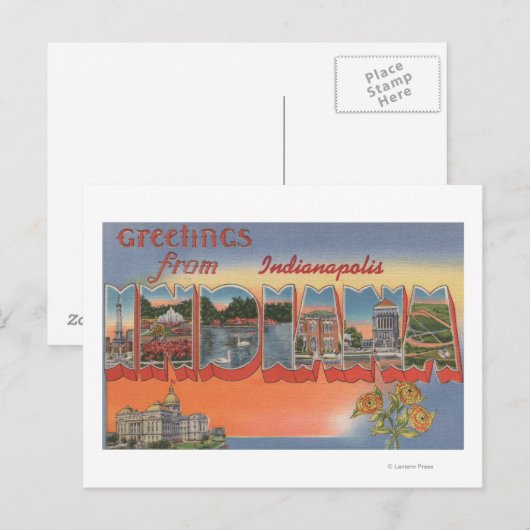 Indianapolis, Indiana - grote lettertjes 4 Briefkaart (Voorkant / Achterkant)
