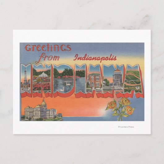 Indianapolis, Indiana - grote lettertjes 4 Briefkaart (Voorkant)