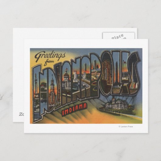 Indianapolis, Indiana - grote lettertjes Briefkaart (Voorkant / Achterkant)