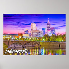 Indianapolis, Indiana, in de vroege avond Poster