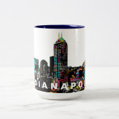 Indianapolis, Indiana in graffiti Tweekleurige Koffiemok (Center)