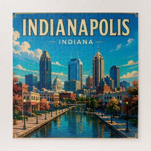 🏁 Indianapolis Indiana Kanaal En Silhouet Legpuzzel