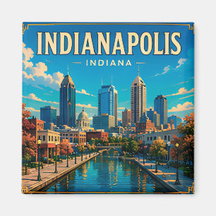 🏁 Indianapolis Indiana Kanaal En Silhouet Magneet