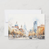 Indianapolis Indiana Landscape Watercolor Wedding RSVP Kaartje (Achterkant)