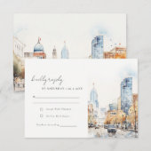 Indianapolis Indiana Landscape Watercolor Wedding RSVP Kaartje (Voorkant / Achterkant)