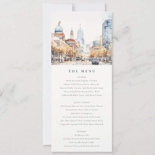 Indianapolis, Indiana Landscape Wedding Menu Card Kaart (Voorkant)
