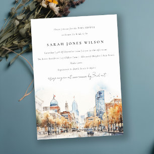 Indianapolis Indiana Landschaps Baby Shower Kaart