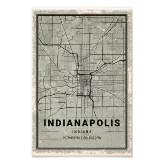 Indianapolis indiana map print poster canvas