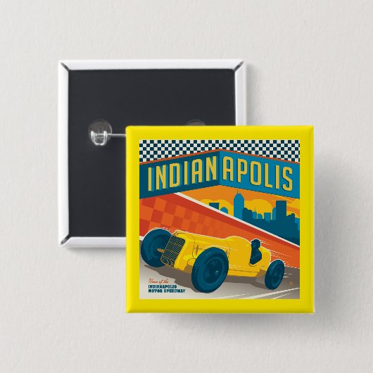 Indianapolis, Indiana | Racer Vierkante Button 5,1 Cm (Voorkant /achterkant)