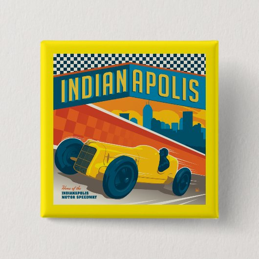 Indianapolis, Indiana |  Racer Vierkante Button 5,1 Cm (Voorkant)