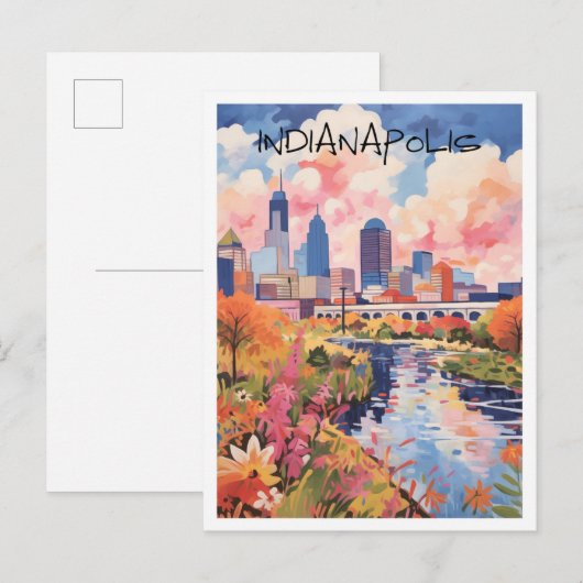 Indianapolis Indiana Reis Kunst Briefkaart (Voorkant / Achterkant)