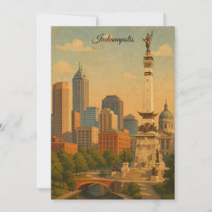 Indianapolis Indiana Silhouette Stads Panorama Kaart