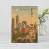Indianapolis Indiana Silhouette Stads Panorama Kaart (Staand voorkant)