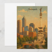 Indianapolis Indiana Silhouette Stads Panorama Kaart (Voorkant / Achterkant)