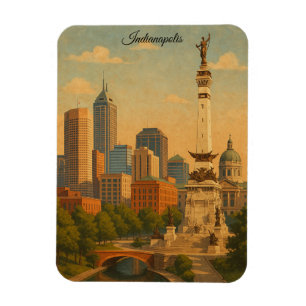 Indianapolis Indiana Silhouette Stads Panorama Magneet