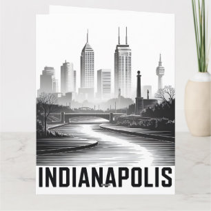Indianapolis Indiana Silhouette Zwart Wit Houtsned Kaart