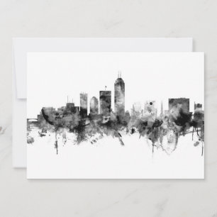 Indianapolis Indiana Skyline Black White Kaart