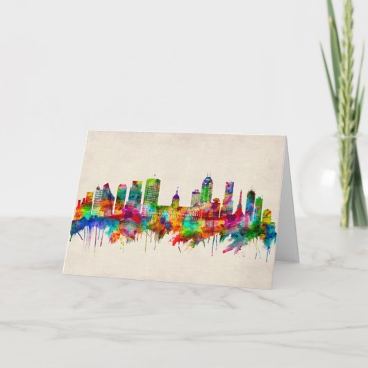 Indianapolis Indiana Skyline Feestdagen Kaart (Voorkant)