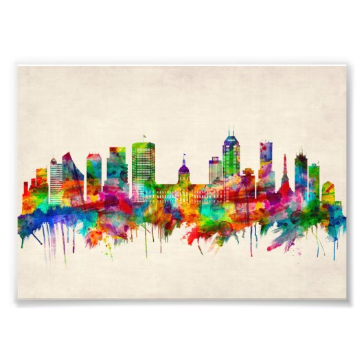 Indianapolis Indiana Skyline Foto Afdruk (Voorkant)