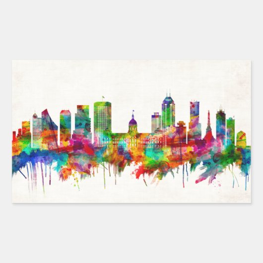 Indianapolis Indiana Skyline Rechthoekige Sticker (Voorkant)