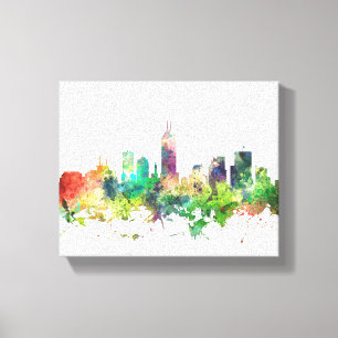 INDIANAPOLIS, INDIANA SKYLINE SP - CANVAS AFDRUK