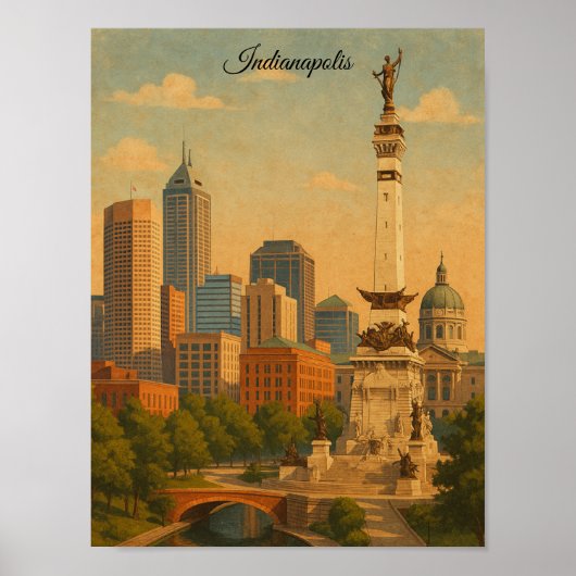 Indianapolis Indiana Skyline Stadspanorama Poster (Voorkant)