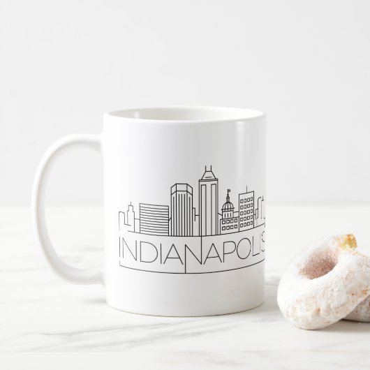 Indianapolis, Indiana | Stad gestileerde Skyline Koffiemok (Met donut)