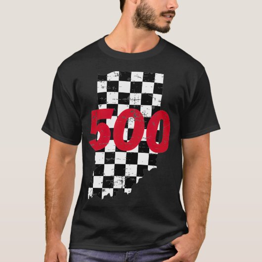 Indianapolis  Indiana State 500 Race Car Distresse T-shirt (Voorkant)