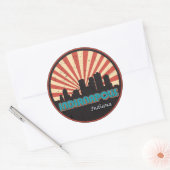 Indianapolis Indiana State Skyline Retro 80 Ronde Sticker (Envelop)