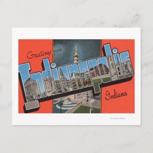 Indianapolis, Indiana (Town Plaza) Briefkaart (Voorkant)