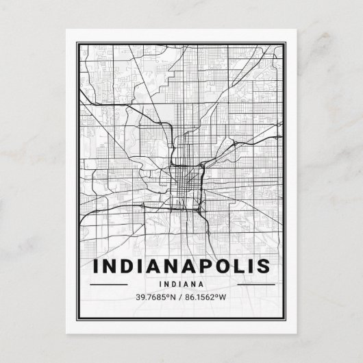 Indianapolis Indiana USA Travel City Map Briefkaart (Voorkant)