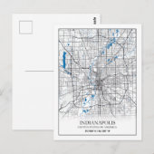 Indianapolis Indiana USA Travel City Map Briefkaart (Voorkant / Achterkant)