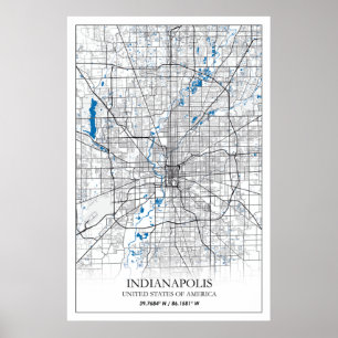 Indianapolis Indiana USA Travel City Map Poster