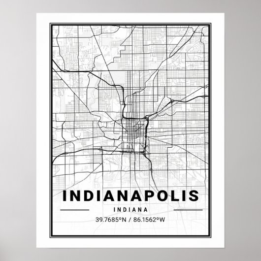 Indianapolis Indiana USA Travel City Map Poster (Voorkant)