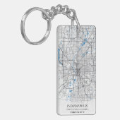 Indianapolis Indiana USA Travel City Map Sleutelhanger (Voorkant Links)