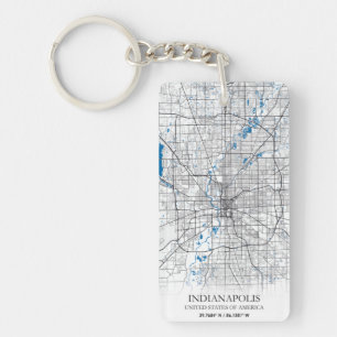 Indianapolis Indiana USA Travel City Map Sleutelhanger