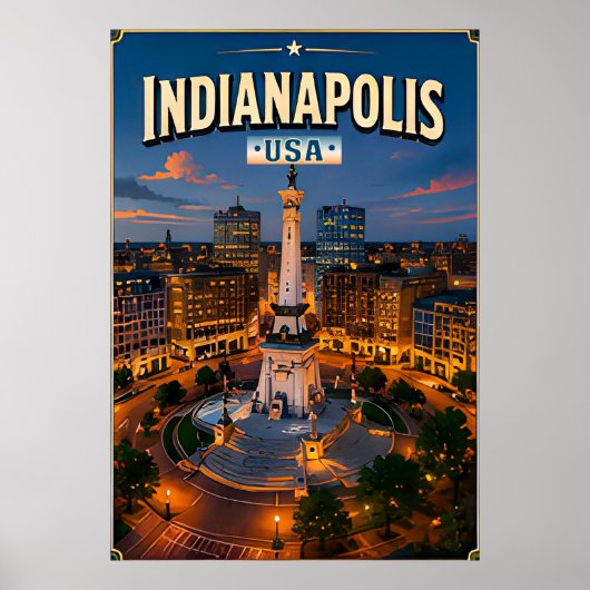 🏁 Indianapolis Indiana Vakantieherinnering Poster (Voorkant)